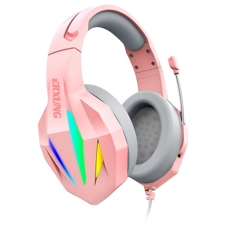 ERXUNG J5 Head-Mounted Gaming Headset Wire-Controlled Desktop Computer Gaming With Microphone  Luminous Headset(Pink) - Multimedia Headset by PMC Jewellery | Online Shopping South Africa | PMC Jewellery | Buy Now Pay Later Mobicred