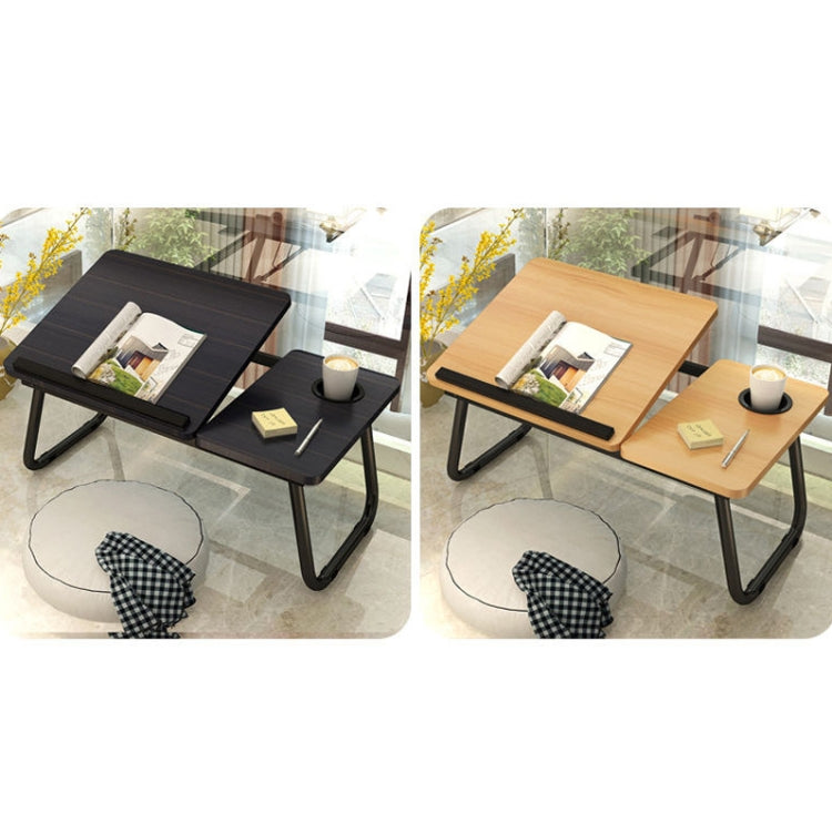 Bed Four-Speed Lifting Table Folding Laptop Desk  Adjustable Dormitory Lazy Table with Cup Holder, Size: 55x32x25cm(Black Gold Wire) - Laptop Stand by PMC Jewellery | Online Shopping South Africa | PMC Jewellery | Buy Now Pay Later Mobicred