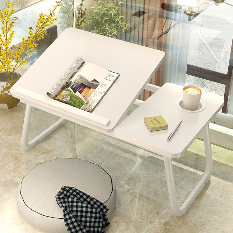 Bed Four-Speed Lifting Table Folding Laptop Desk  Adjustable Dormitory Lazy Table with Cup Holder, Size: 55x32x25cm(Aurora White) - free shipping - PMC Jewellery - Order now!