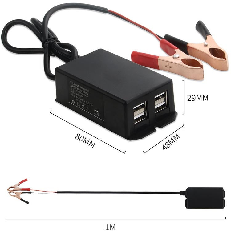 12/24V 4 USB Interface Motorcycle Car Mobile Phone Charger - Battery Charger by PMC Jewellery | Online Shopping South Africa | PMC Jewellery | Buy Now Pay Later Mobicred