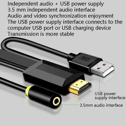 3m JH HV10 1080P HDMI to VGA Cable Projector TV Box Computer Notebook Industrial Display Adapter Cable - Cable by JH | Online Shopping South Africa | PMC Jewellery | Buy Now Pay Later Mobicred