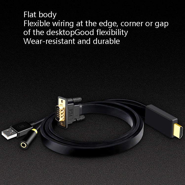 5m JH HV10 1080P HDMI to VGA Cable Projector TV Box Computer Notebook Industrial Display Adapter Cable - free shipping - PMC Jewellery - Order now!