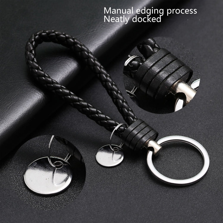 Woven Leather Cord Keychain Car Pendant Leather Key Ring Baotou With Small Round Piece(Black) - Key Rings by PMC TechLife | Online Shopping South Africa | PMC TechLife