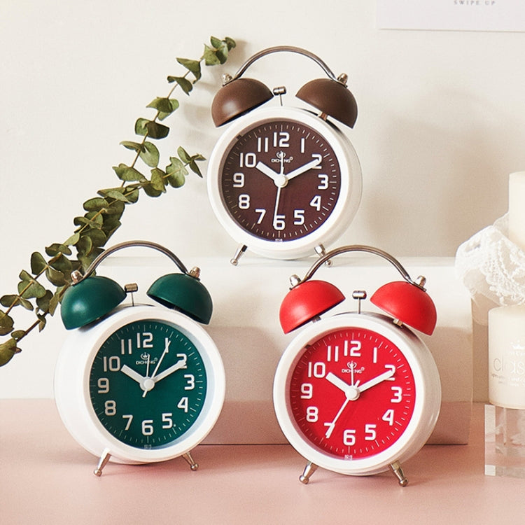 6016 Simple Bell Small Alarm Clock Students Learning Bedside Clock With Night Light(Coffee Color) - Alarm Clocks by PMc TechLife | Online Shopping South Africa | PMc TechLife | Buy Now Pay Later Mobicred