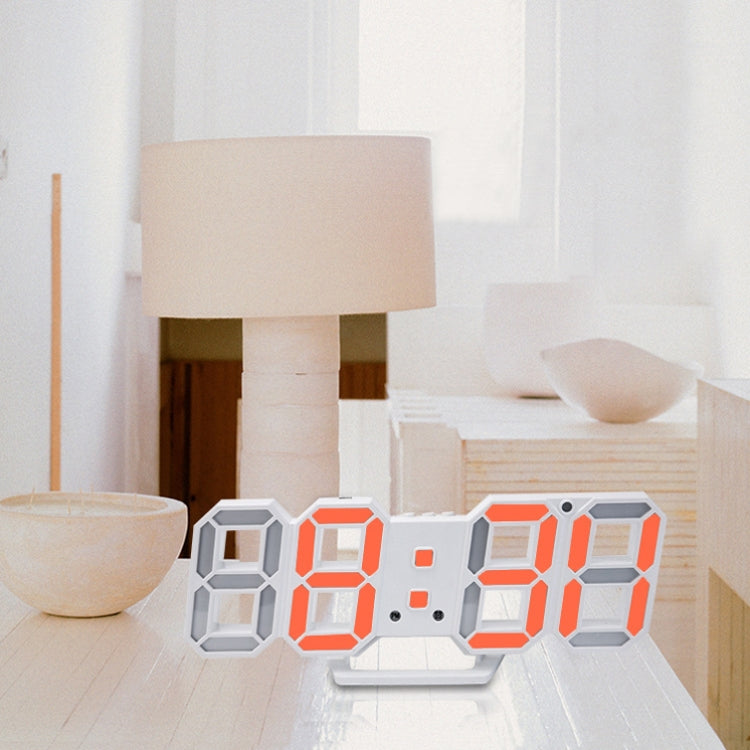 6609 3D Stereo LED Alarm Clock Living Room 3D Wall Clock, Colour: Black Frame Orange Light - Alarm Clocks by PMc TechLife | Online Shopping South Africa | PMc TechLife | Buy Now Pay Later Mobicred