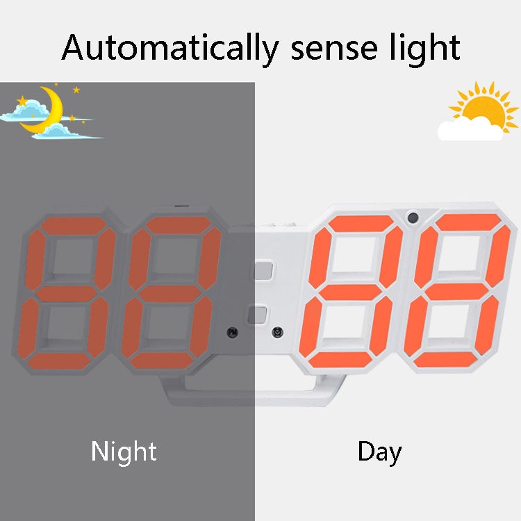 6609 3D Stereo LED Alarm Clock Living Room 3D Wall Clock, Colour: Black Frame Green Light - Alarm Clocks by PMc TechLife | Online Shopping South Africa | PMc TechLife | Buy Now Pay Later Mobicred