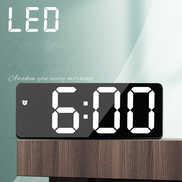 Mirror Bedside Alarm Clock Battery Plug-In Dual-Purpose LED Clock, Colour: Rectangular Black Shell (Mirror White Light) - Alarm Clocks by PMc TechLife | Online Shopping South Africa | PMc TechLife | Buy Now Pay Later Mobicred