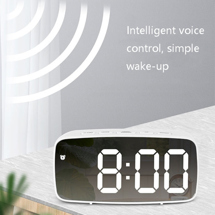 Mirror Bedside Alarm Clock Battery Plug-In Dual-Purpose LED Clock, Colour: Rectangular White Shell (Mirror Green Light) - Alarm Clocks by PMc TechLife | Online Shopping South Africa | PMc TechLife | Buy Now Pay Later Mobicred