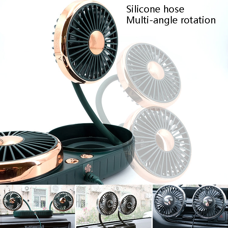 F303 Car USB Fan Car Shake Head Fan(Double Head Gold) - Heating & Fans by PMC TechLife | Online Shopping South Africa | PMC TechLife | Buy Now Pay Later Mobicred