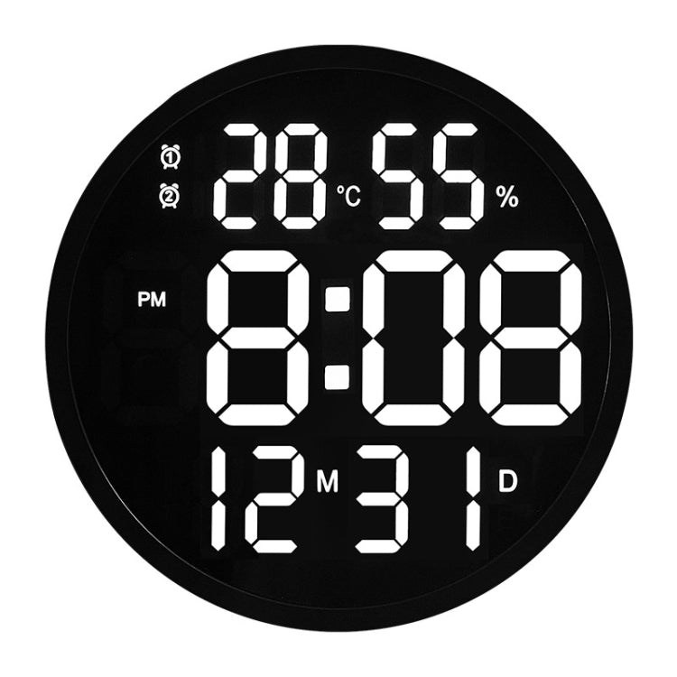 6620 12 Inch LED Simple Wall Clock Living Room Round Silent Digital Temperature And Humidity Electronic Clock(Black Frame US Plug) - Wall Clock by PMc TechLife | Online Shopping South Africa | PMc TechLife | Buy Now Pay Later Mobicred