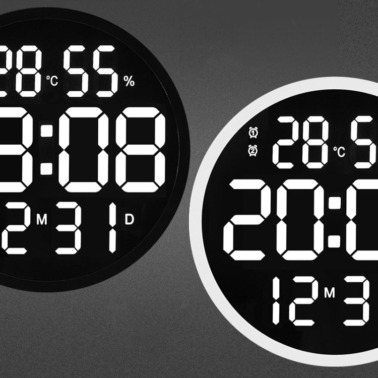 6620 12 Inch LED Simple Wall Clock Living Room Round Silent Digital Temperature And Humidity Electronic Clock(White Frame US Plug) - free shipping - PMc TechLife - Order now!