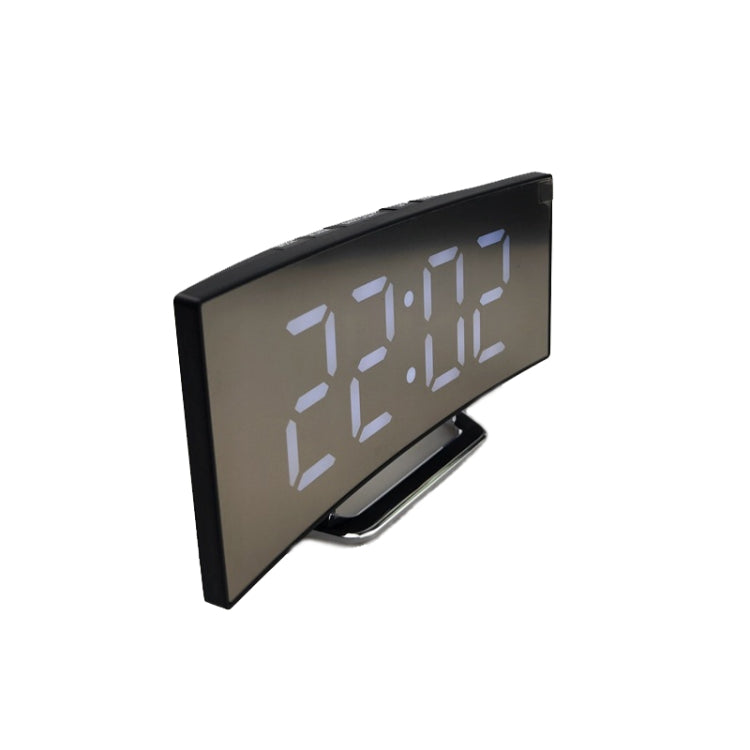 6507 Curved Big Screen Electronic Clock LED Mirror Mute Alarm Clock(White) - Alarm Clocks by PMc TechLife | Online Shopping South Africa | PMc TechLife | Buy Now Pay Later Mobicred