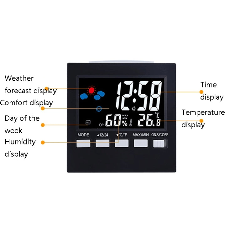 2159 Household Temperature And Humidity Display Alarm Clock Indoor Electronic Digital Display Multi-Function Color Screen Clock(Black) - free shipping - PMC TechLife - Order now!