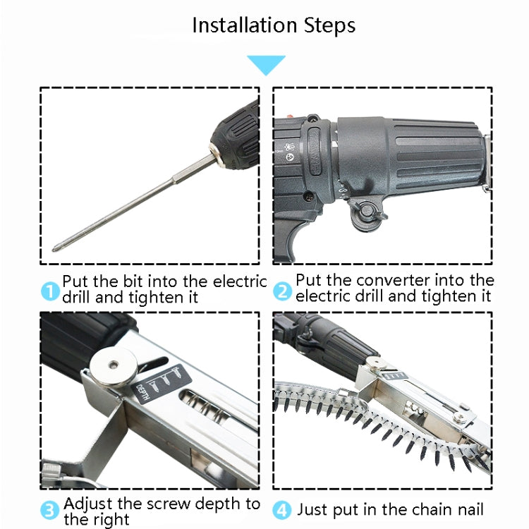 JieLi Chain Belt Screw Converter Electric Screwdriver On Gypsum Board Tool With 50 Chains Strap - Screws by PMC TechLife | Online Shopping South Africa | PMC TechLife