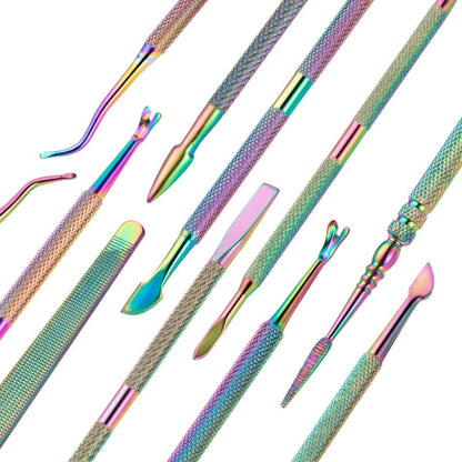 14 In 1 FABIYAN Color Titanium Nail Art Tool Set Dead Skin Shears Steel Push Nail File Pliers - Nail Clipper by PMC Jewellery | Online Shopping South Africa | PMC Jewellery | Buy Now Pay Later Mobicred