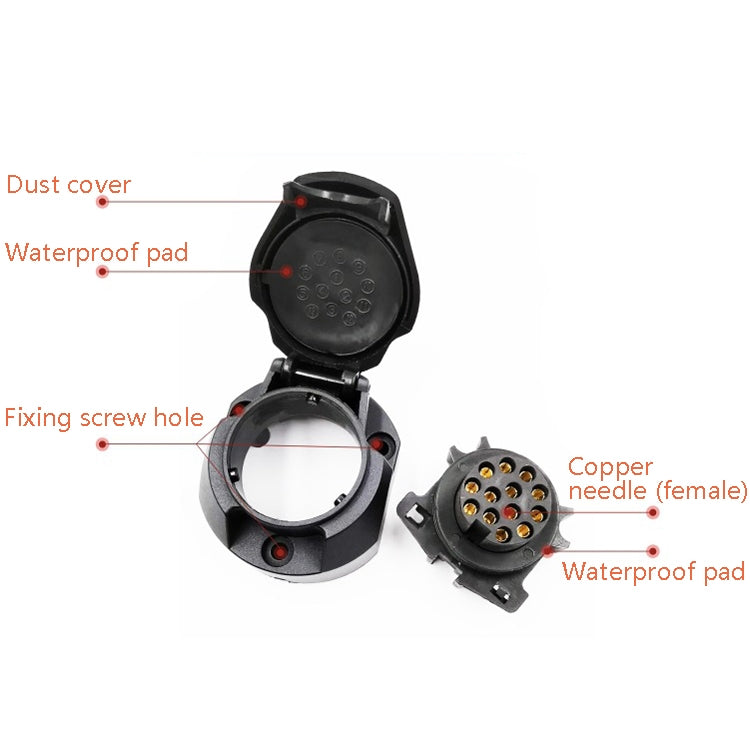 VS1130E 13P 12V RV Traveler Trailer Nylon Waterproof Plug Socket EU Plug - Terminal connectors by PMC TechLife | Online Shopping South Africa | PMC TechLife | Buy Now Pay Later Mobicred