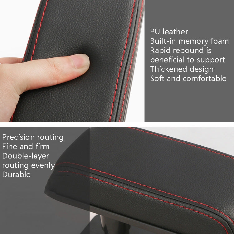 Car Arm Handle Seat Left Hand Elbow Tray Universal Leather Increasing Pad Central Armrest Box(Black+White Line) - Seat Accessories by PMC TechLife | Online Shopping South Africa | PMC TechLife | Buy Now Pay Later Mobicred