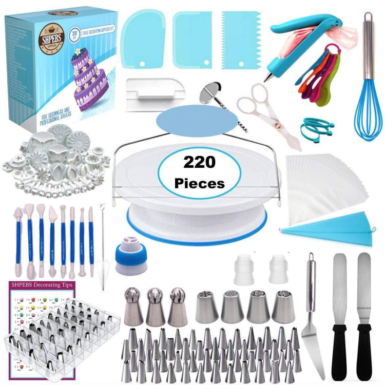 220 in 1 Cake Turntable Decorating Nozzle Set Baking Tool Fondant Mold Set - free shipping - PMC TechLife - Order now!