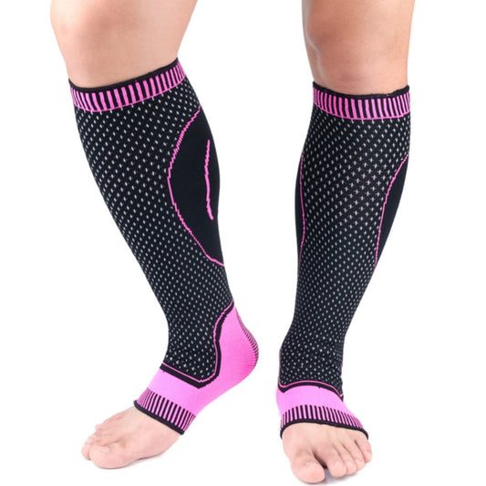 Lengthened Sports Protective Calf Cover Knitted Breathable Pressure Leg Cover Basketball Football Mountaineering Protective Gear, Specification: L (Black Pink) - Sports Safety by PMC Jewellery | Online Shopping South Africa | PMC Jewellery | Buy Now Pay Later Mobicred