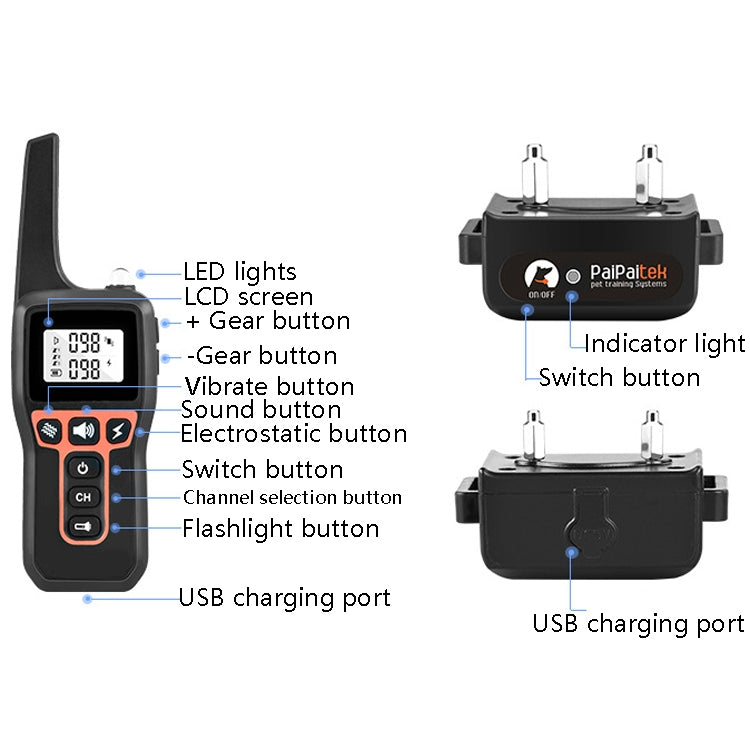 PaiPaitek PD529-2 Remote Training Dog Device Pet Training Supplies Anti-Barking Training Equipment - free shipping - PMC TechLife - Order now!