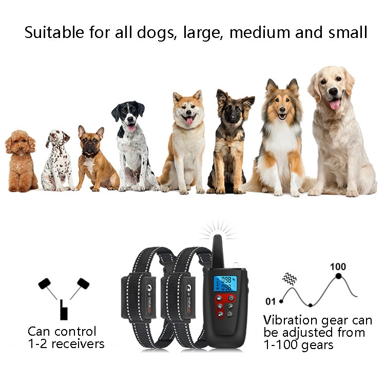 PaiPaitek PD526V-2 1 In 2 100-Speed Sound Vibration Remote Control Training Dog Device Anti-Barking Device Electronic Remote Control Collar - Training Aids by PaiPaitek | Online Shopping South Africa | PMC Jewellery | Buy Now Pay Later Mobicred