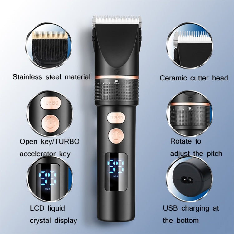 TURBO Men Electric Hair Trimmer LCD Digital Display Hair Clipper - free shipping - PMC TechLife - Order now!