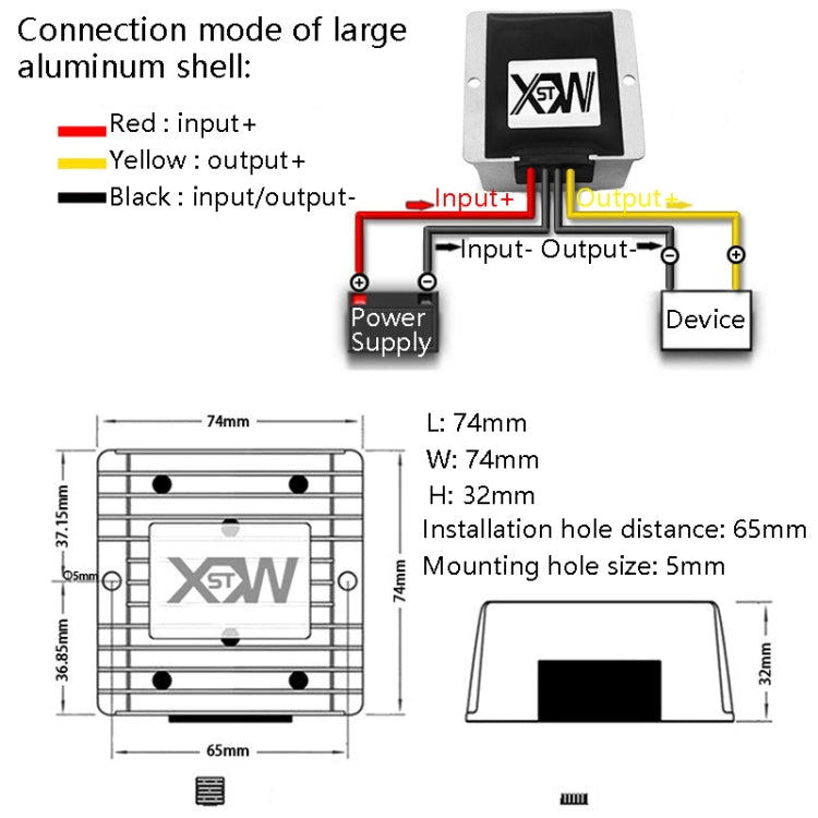 XWST DC 12/24V To 5V Converter Step-Down Vehicle Power Module, Specification: 12/24V To 5V 25A Large Aluminum Shell -  by PMC Jewellery | Online Shopping South Africa | PMC Jewellery | Buy Now Pay Later Mobicred