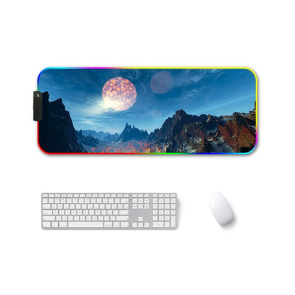 250x350x3mm F-01 Rubber Thermal Transfer RGB Luminous Non-Slip Mouse Pad(Snow Peak) - Mouse Pads by PMC Jewellery | Online Shopping South Africa | PMC Jewellery | Buy Now Pay Later Mobicred