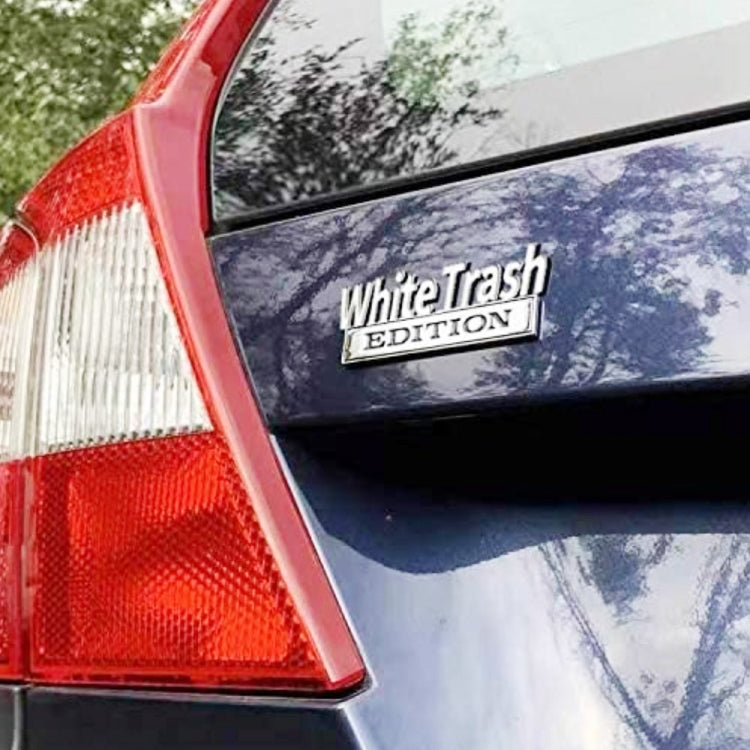 2 PCS Car Metal Modification Standard White Trash Edition Car Label Stickers(Black Red) - Decorative Sticker by PMC TechLife | Online Shopping South Africa | PMC TechLife | Buy Now Pay Later Mobicred