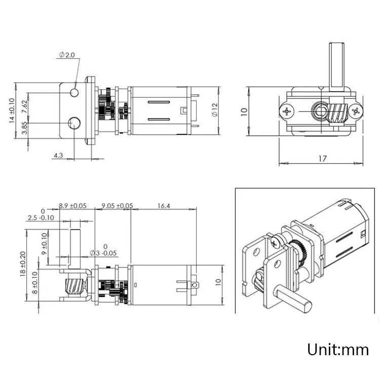 GW12N20 Worm Gear Low Speed Motor Ultra Mini Gear Power-Off Self-Locking Motor For Smart Car Robot(12V 60RPM) - Motor Module by PMC Jewellery | Online Shopping South Africa | PMC Jewellery | Buy Now Pay Later Mobicred