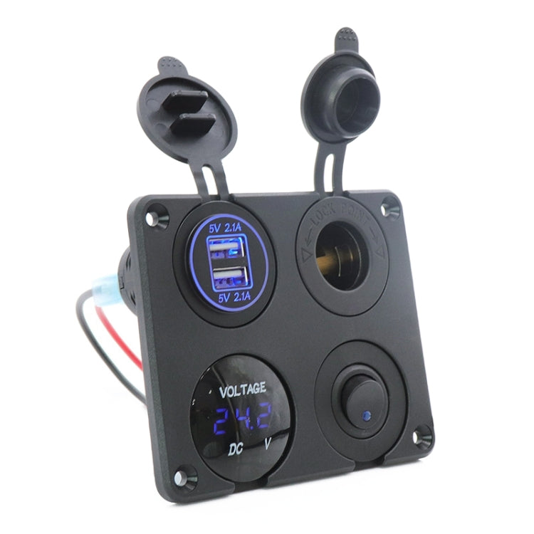 Automobile Motorcycle Ship Modified Universal Dual USB Socket Voltage Measuring Machine Switch 4 In 1 Combined Panel, Model: P15+D3+Y2+K5(Blue Light) - Car Switches by PMC TechLife | Online Shopping South Africa | PMC TechLife | Buy Now Pay Later Mobicred