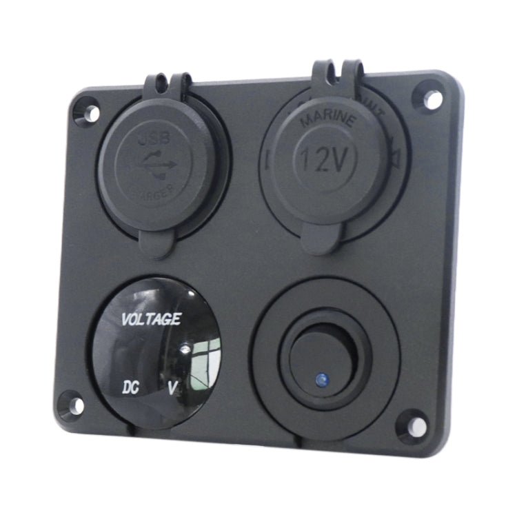 Automobile Motorcycle Ship Modified Universal Dual USB Socket Voltage Measuring Machine Switch 4 In 1 Combined Panel, Model: P15+D3+Y2+K5(Blue Light) - Car Switches by PMC TechLife | Online Shopping South Africa | PMC TechLife | Buy Now Pay Later Mobicred