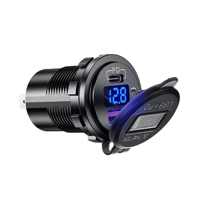 12V Modified Car USB Charger With Voltage Display PD QC3.0 Socket(With 60cm Line Red Light) - DIY Modified Charger by PMC TechLife | Online Shopping South Africa | PMC TechLife | Buy Now Pay Later Mobicred