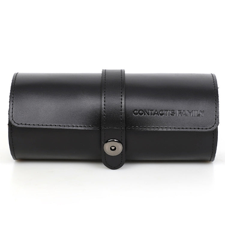 Contacts Family CF1117A 3 Watch Positions Leather Watch Box Round Buckle Outdoor Travel Watch Storage Box(Black) - free shipping - PMC TechLife - Order now!