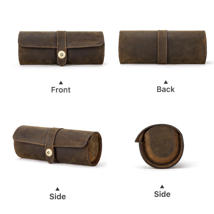 Contacts Family CF1117A 3 Watch Positions Leather Watch Box Round Buckle Outdoor Travel Watch Storage Box(Black) - free shipping - PMC TechLife - Order now!