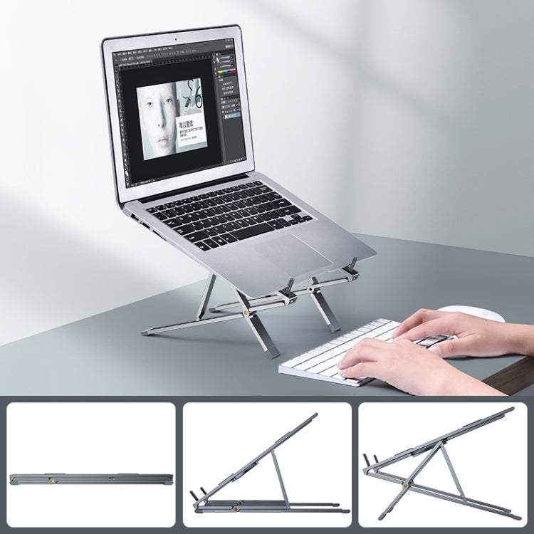 Oatsbasf Z02 Laptop Increasing Cooling Bracket Aluminum Alloy Desktop Adjustable Bracket(Gray) - Laptop Stand by Oatsbasf | Online Shopping South Africa | PMC Jewellery | Buy Now Pay Later Mobicred