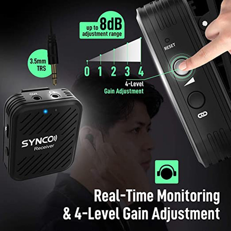 SYNCO Engragal  Wireless Microphone System 2.4GHz Interview Lavalier Lapel Mic Receiver Kit For Phones DSLR Tablet Camcorder,Configuration G1 (A1) - Microphone by PMC Jewellery | Online Shopping South Africa | PMC Jewellery | Buy Now Pay Later Mobicred