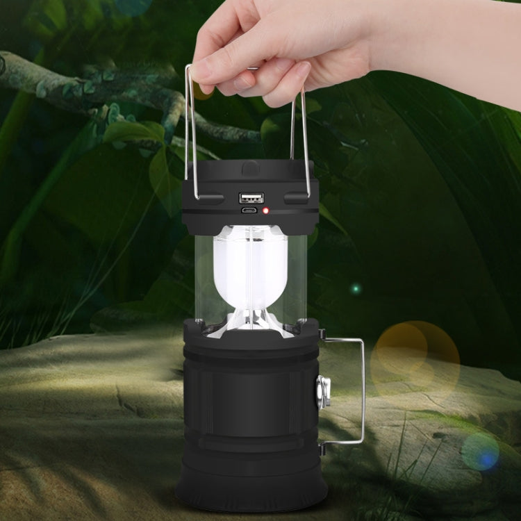 5803 Solar Camping Lamp Outdoor LED Emergency Portable Light Support USB Output(Black) - Camping Lighting by PMC TechLife | Online Shopping South Africa | PMC TechLife | Buy Now Pay Later Mobicred