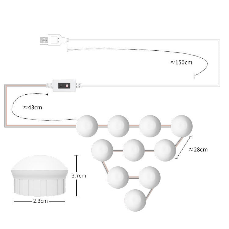 LED Makeup Mirror Light Beauty Fill Light Hand Sweep Sensor Mirror Front Light, Power source: 10 Bulbs(Natural White) - Sensor LED Lights by PMC TechLife | Online Shopping South Africa | PMC TechLife | Buy Now Pay Later Mobicred