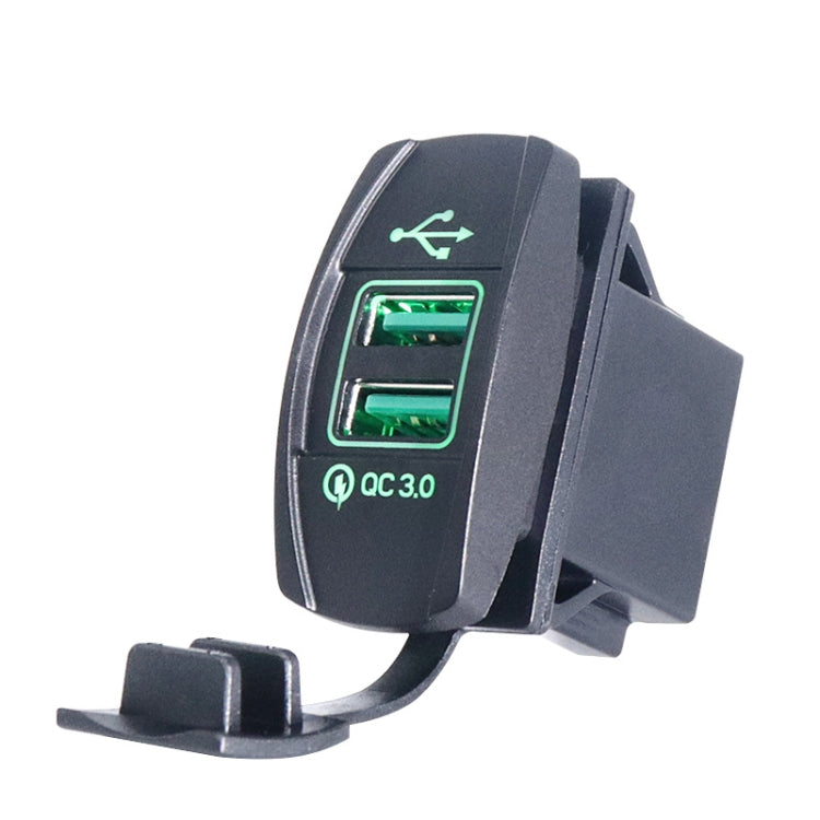 F3 Ship Type Car Dual USB Charger QC3.0 Fast Charge Switch Socket Modified 12V Car Charger(Green Light) - DIY Modified Charger by PMC Jewellery | Online Shopping South Africa | PMC Jewellery | Buy Now Pay Later Mobicred