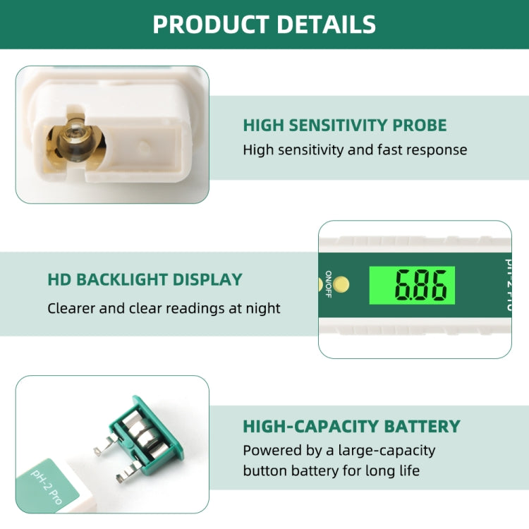 PH-2 Pro Litmus Tester Litmus Test Paper Color Change PH Meter Water Quality Meter - PH & Moisture Meter by PMC Jewellery | Online Shopping South Africa | PMC Jewellery | Buy Now Pay Later Mobicred