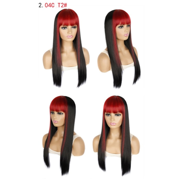 Color Bleaching And Dyeing Double Sideburns With Bangs Long Straight Hip-Hop Wig(Red Bleaching Black) - free shipping - PMC TechLife - Order now!