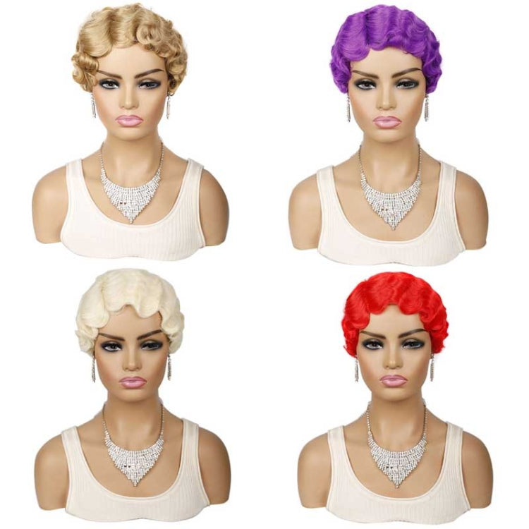 Ladies Short Hair Wig Retro Water Wave Curly Wig(Red #) - free shipping - PMC TechLife - Order now!