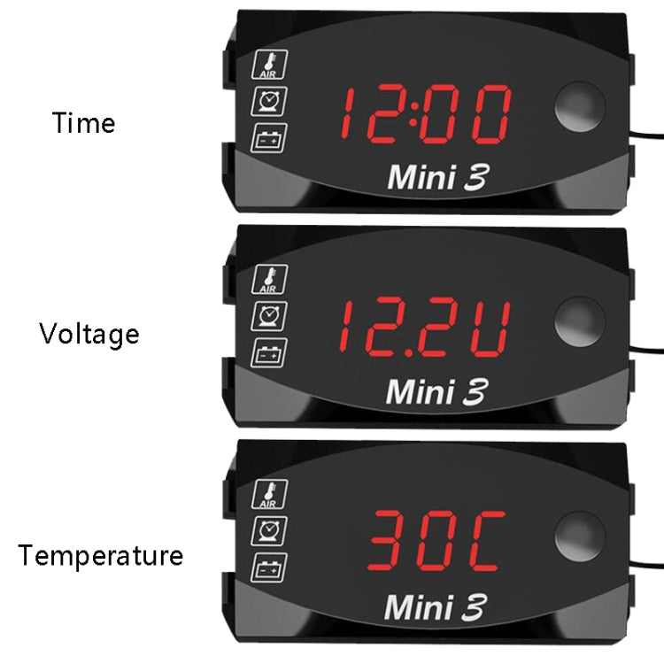 Voltage Clock And Temperature 3 In 1 LED Electronic Meter Large-Screen Digital Display Waterproof And Dustproof Voltmeter(Blue Light) - Electrical Instruments by PMC TechLife | Online Shopping South Africa | PMC TechLife | Buy Now Pay Later Mobicred