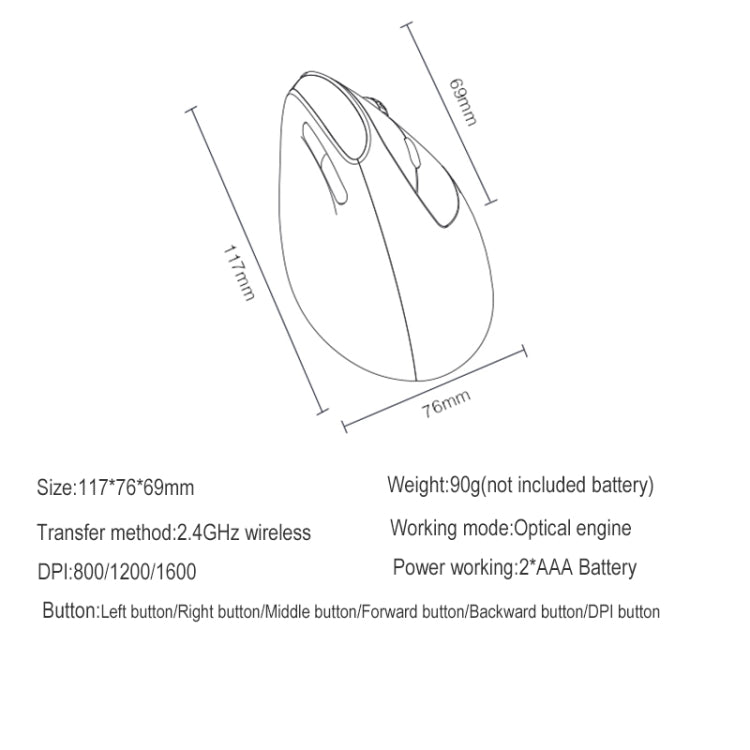 Rapoo MV20 Ergonomic Wireless Silent Vertical Mouse(Silent Version) - Wireless Mice by Rapoo | Online Shopping South Africa | PMC Jewellery | Buy Now Pay Later Mobicred