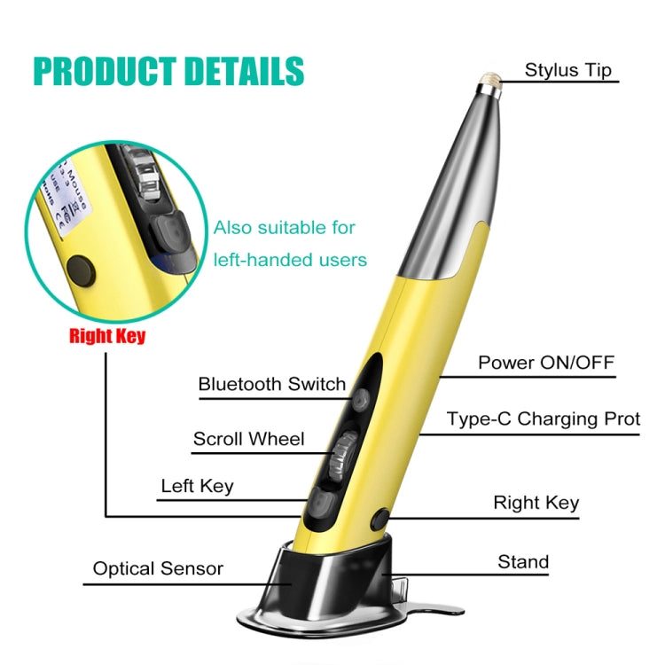PR-A19 2.4GHz Wireless Charging Bluetooth Mouse Pen Type Shining Quiet Mouse(Blue) - free shipping - PMC Jewellery - Order now!