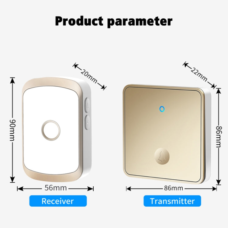 CACAZI FA50 1 For 1 Push-button Self-generating Wireless Doorbell, Plug:EU Plug(Gold) - free shipping - PMC TechLife - Order now!