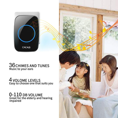 CACAZI H10 1 For 2 Home Wireless Music Doorbell without Battery, Plug:UK Plug(White) - Wireless Doorbell by CACAZI | Online Shopping South Africa | PMC Jewellery