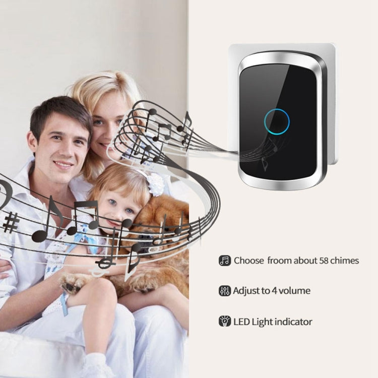 CACAZI A50 1 For 1 Wireless Music Doorbell without Battery, Plug:US Plug(Black) - Wireless Doorbell by CACAZI | Online Shopping South Africa | PMC TechLife | Buy Now Pay Later Mobicred