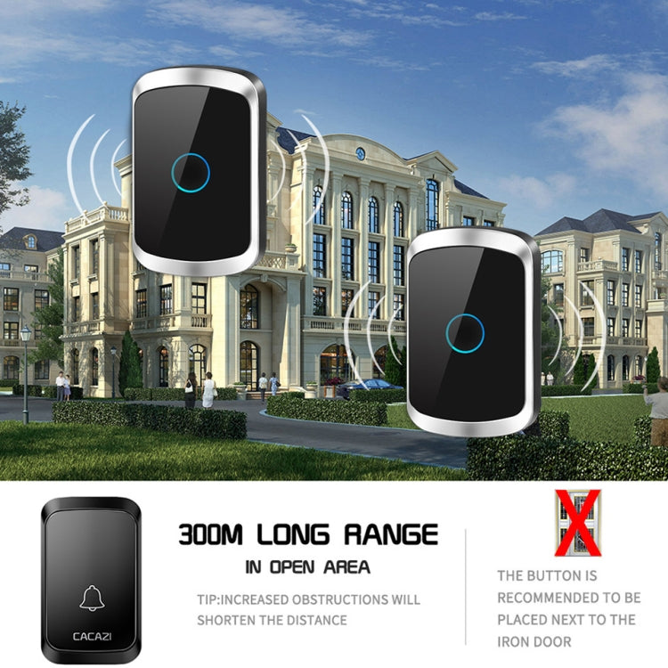 CACAZI A50 1 For 1 Wireless Music Doorbell without Battery, Plug:EU Plug(Black) - Wireless Doorbell by CACAZI | Online Shopping South Africa | PMC TechLife | Buy Now Pay Later Mobicred